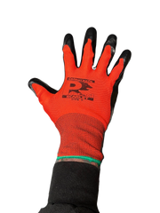 Scarlet nitrile dipped gloves, size 9, medium