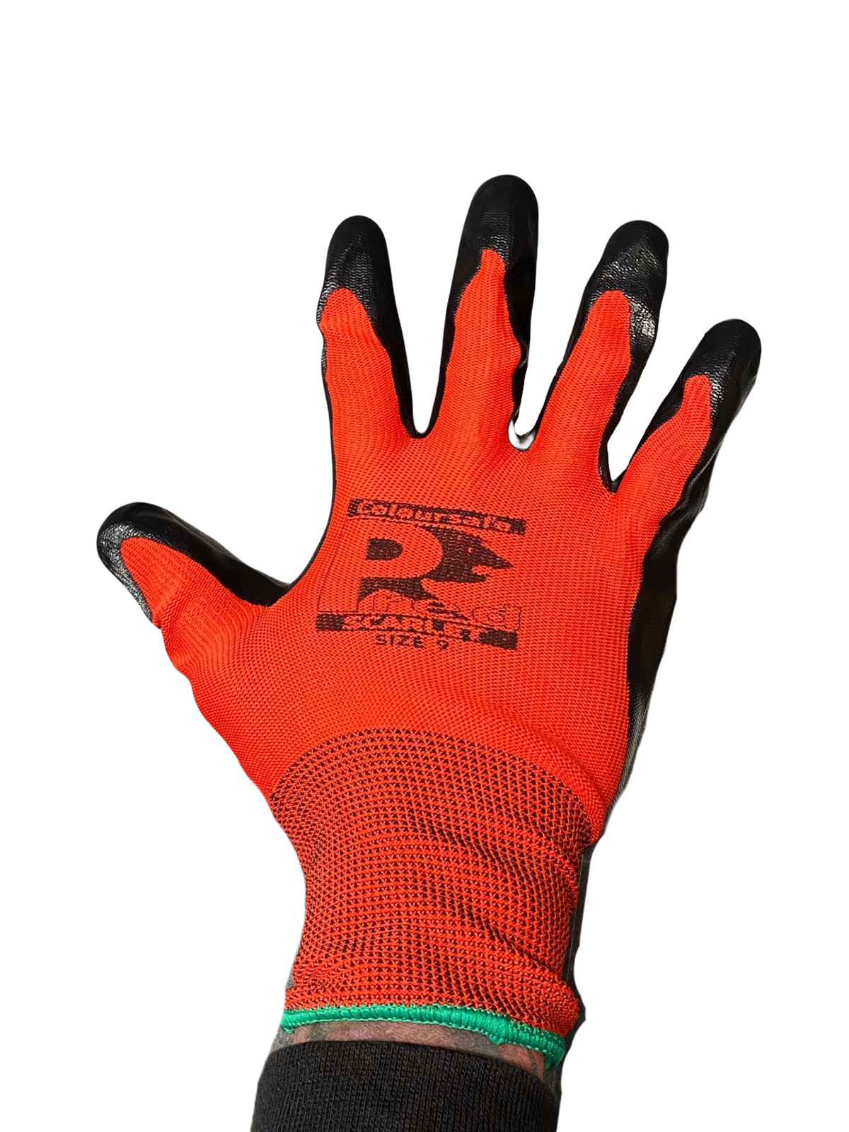 Scarlet nitrile dipped gloves, size 9, medium